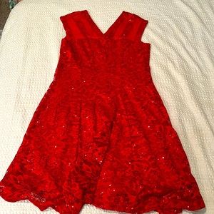 Red Sequins Lace Dress